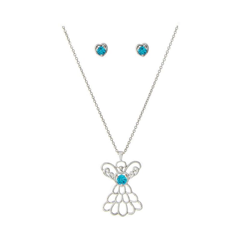 Sunflower Garden December Birthstone Angel Pendant and Earrings Set